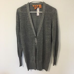Tory Burch shimmer silver cardigan